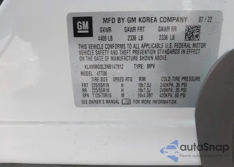 2022 Buick Encore Gx Awd Essence from USA, damaged, VIN KL4MMGSL3NB147912